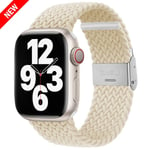 Flätad Solo Loop För Apple Watch ultraband 49mm 45mm-40-41mm-44mm Nylon Elastiskt armband iWatch series 9 8 se 6 7 5 4 3 band Starlight 35 38mm or 40mm 41MM