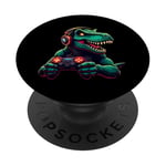 Gaming Dinosaurs- Le T-rex joue aux jeux vidéo PopSockets PopGrip Adhésif