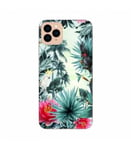 Coque Iphone 11 PRO MAX perroquet palmier exotique tropical fleur rose