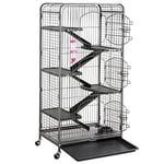 Yaheetech Grande Cage Rongeur Cage Hamster Cage pour Cochon d'Inde/Furets/écureuils/Chinchilla/Rat Domestique/Gerbille - 6 Niveaux 64 x 44 x 131 cm Noir