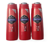 3 Pack Old Spice Captain 3 IN 1 Body,Face,Hair,3 x 250ml Bottles