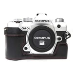 Olympus O-MD E-M5 Mark III kestävä nahkainen puolikas kotelo - Musta