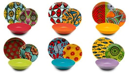 Excelsa Afrika Service assiettes 18 pièces en porcelaine et en céramique, multicolore