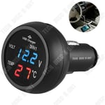 TD® Voltmeter Cigarettändare Termometer USB LED Autoladdare 12-24V-USB laddare med LED voltmeter för billedd cigarrtändare