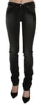 Galliano Jean Noir Délavé Taille Basse Décoré Jeans Skinny S.W24