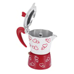 (Red Hearts Be Careful) Premium Aluminum Coffee Maker Kettle Pot For Home