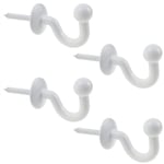 (blanc)Lot de 4 Crochets Rideaux Embrasses de 64mm en Métal Noir Retenue de Rideaux Muraux Embrasse à Rideau U Design Multifonctionnels pour