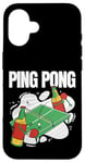 Coque pour iPhone 16 Bouteille de bière avec raquette de ping-pong - Jouer à la