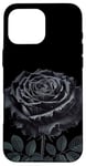 Coque pour iPhone 16 Pro Max Rose noire gothique pour fille - Pour la Saint-Valentin, Halloween