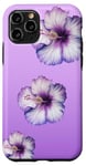 iPhone 11 Pro Aesthetic Hawaiian flower Purple Hibiscus Flowers Girl Case