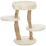 TRIXIE griffoir Santo 73 cm en crème - Petit Arbre à Chat sur 2 Niveaux avec Troncs en Bois de Bouleau véritable, Maison pour Chat avec Zone de grattage et de Couchage - Confortable et Stable - 44714