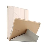 iPad Pro 10.5 Case, Soaptree Case for Apple iPad Pro 10.5 inch 2017 Cover Silicone Fold Flip Leather Tablet Kickstand Holder Protection Auto Wake/Sleep Shell Holster (Gold)