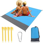 Tapis de Plage Couverture de Pique-Nique Plage avec Piquets Tapis Imperméable 200 x 210 cm Anti Sable Portable pour Plage Jardin