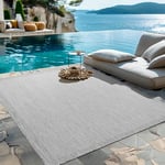 HomebyHome Tapis d'Extérieur Résistant aux Intempéries 300x400 (280 x 370 cm) Gris - Résistant aux UV, Imperméable et Léger - Idéal pour Balcon, Terrasse, Jardin et Cuisine