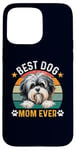 Coque pour iPhone 15 Pro Max Meilleure mère de chien Lowchen de tous les temps, propriétaire et amante de chiens amusants et rétro