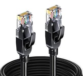 Elfcam® - 50m Câble Réseau Ethernet RJ45 Cat 7, Paire Torsadée Blindée SFTP 100% Cuivre, 6mm Diamètre de Câble, 28 AWG Câble Rond & Noir (50M)