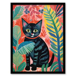 Henri Matisse Style Black Cat In The Jungle Acrylic Painting Art Print Framed Poster Wall Decor