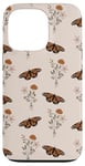 Coque pour iPhone 13 Pro Bouquet de fleurs sauvages vintage motif floral beige