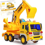 HERSITY Camion Chantier Enfant avec Son et Lumière Tracteur Jouet de Plage, Camion de Construction Cadeau pour Enfant Garçon Fille 3 4 5 6 Ans