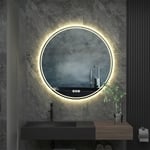 Unho - Miroir led Salle de Bain Rond Anti Buée - Miroir Lumineux Salle de Bain avec Interrupteur Tactile - Miroir Éclairant Mural pour Maquillage