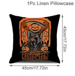 45 cm Pellava Halloween-tyynynpäällinen Pumpkin Bat Wizard Ghost Halloween-sisustus kodin koristeelliselle sohvalle autotuolin koristeluun tyynyliina