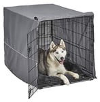 New World B42DD-KIT Kit cage pour chien à double porte ; Kit cage pour chien comprenant une cage à deux portes, un lit pour chien gris assorti et une housse de cage grise, 106,68 cm