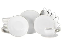 CreaTable 22847 Série Valenica Service de table pour 6 personnes en porcelaine Blanc/doré