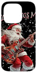 Coque pour iPhone 14 Pro Guitare Père Noël à bascule Cool Christmas Rock & Roll Musique