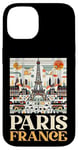 Coque pour iPhone 14 Paris France Tour Eiffel Art Déco