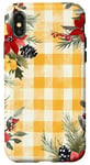 Coque pour iPhone X/XS Jaune aquarelle florale rouge Buffalo Plaid Merry Christmas