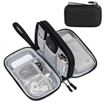 WWW Electronics Accessories Organiser Bag,Travel Cable Organiser Bag,2-Layers Portable Waterproof Travel Gadget Bag for Cable,SD Cards,Charger,Power Bank,Black,Small