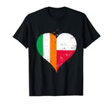 Half Polish Half Irish A Poland Ireland Flag in Love Heart T-Shirt