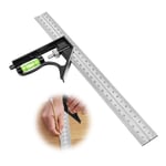 Shining House - Règle d'angle de Combinaison, 300mm Outils de Traçage avec Niveau à Bulle et Tire-Lignes Pratique, Idéal pour Bricolage Outillage,