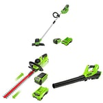 Greenworks Taille-haie40V, Taille-haie, kit Combo de Ventilateur Comprenant Une Batterie 2X2Ah et Deux chargeurs