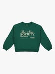 The New Society Kids' Princeton Cotton Jumper, Retro Green