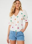 Only Embroidered Blouse - White, White, Size L, Women