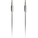 Cable audio jack mm 3.5mm 1.5m tresse Argent