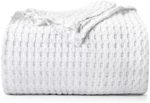 Utopia Bedding Couverture gaufrée en Coton 300 GSM (Blanc - 228 x 228 cm), Couette Douce, légère et Respirante pour Toutes Les Saisons