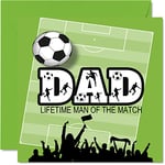 Football Birthday Cards for Dad - Top Flight Dad - Happy Birthday Card for Dad from Son Daughter, Father Birthday Gifts, 145mm x 145mm Footy Footie Fathers Day Greeting Cards Gift for Daddy Papa