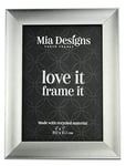 Mia Designs Picture Frame Silver with Black Sides 5x7 13x18 Cm Photo Frame for Desk, Wall and Table Top in Eco-friendly PS material Environmentally Friendly Freestanding Frame