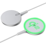 ESR HaloLock Mini Qi2 Wireless Charger, MagSafe-Compatible Charger,15W iPhone Charger Pad for iPhone 15/14/13/12 Series, AirPods 4/3/Pro, Sliver,2 Pack