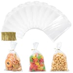 AiQInu 400 Pièces Sachet Transparent avec Cravates, 25 x 15 cm Sachet Transparent Bonbon Sachet Confiserie, Sac Bonbon Cadeau OPP Sachets Confiserie pour Anniversaires des Enfants