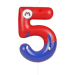 Yiran Mario Number 5 Candle Decorations, Red Blue Birthday Candles,5th Cartoon Movie Themed for Kids Boys Girls Happy 5th Birthday Gift Cake Party Decoration