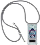 Collier Pour Samsung Galaxy S10 Plus Silicone Coque Glitter Liquide Filles Femmes Étui Housse Étincelle À Bandoulière Et Cordon Collier Avec Réglable Cordon Lanière Pochette Pour Telephone Portable