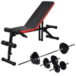 vidaXL Adjustable Sit-up Bench with Barbell and Dumbbell Set 30.5 kg