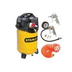 Stanley Kit compresseur, compresseur d'air sans huile, vertical, 1.5 ch, 10 bar, cuve 24 L, incl. 6 accessoires