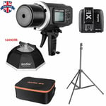 UK Godox AD600BM 2.4G HSS Flash+X1T-N For Nikon+120cm Softbox+2m light stand Kit