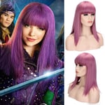 Descendants 2 Mal Cosplay Peruk Barn Flickor Långa Raka Peruker Finklänning