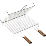 Grille de barbecue double à pieds Cook'in Garden 60 x 40 cm - Acier et Bambou - Charbon