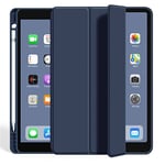 Étui de Protection pour iPad 10.2" avec Porte-Stylo, étui Intelligent avec Fonction Mise en Veille Automatique et réveil (Bleu Marine)